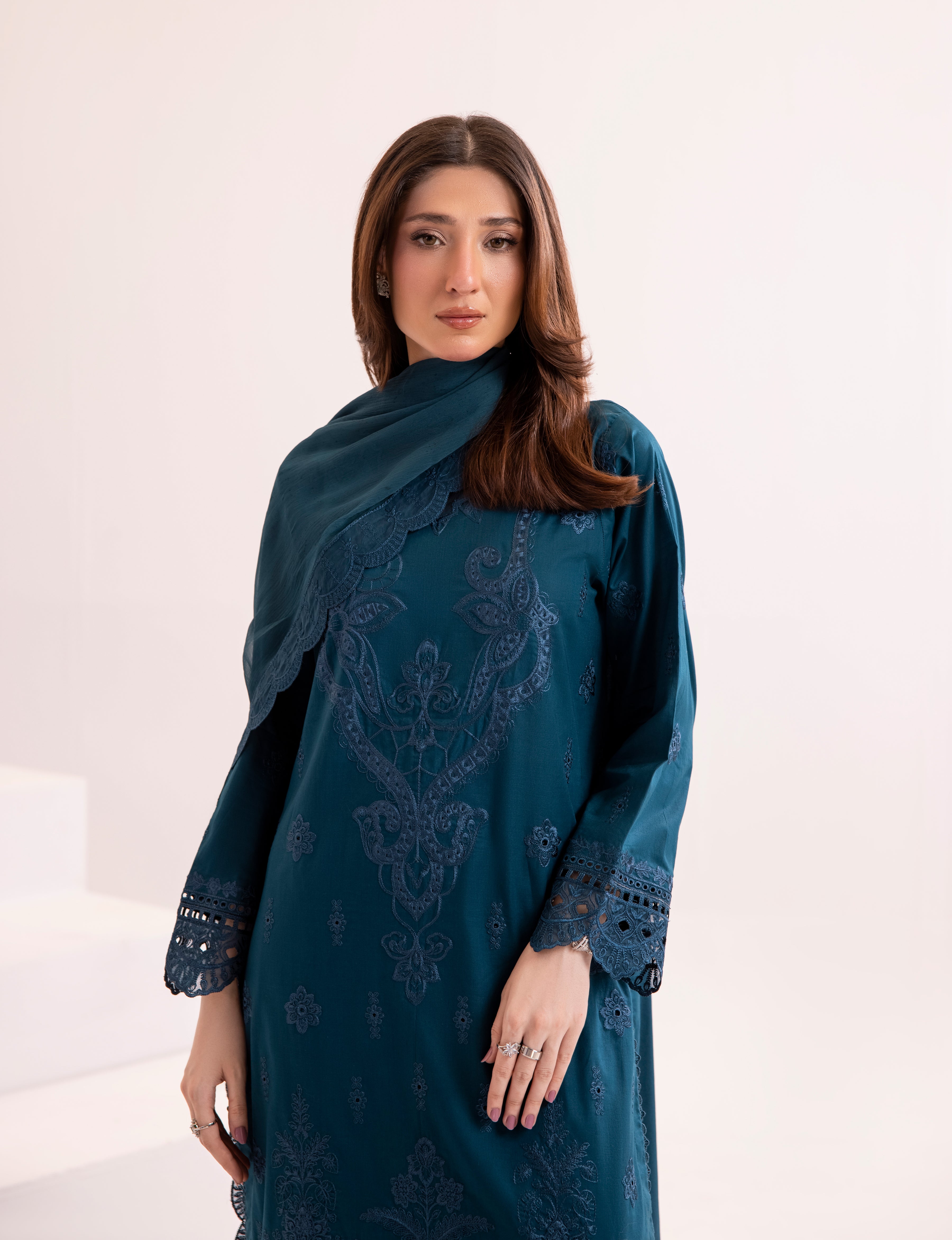 Turquoise Embroidered 3Pc