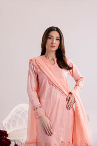 Peachy Pink Embroidered 3Pc